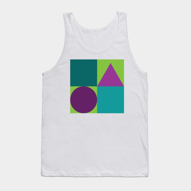 Color Blocks in rich colors on green Tank Top by HelenDBVickers